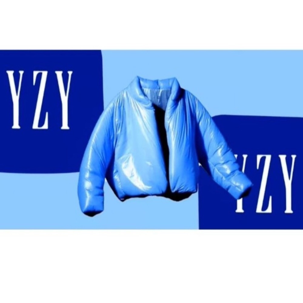 Yeezy X Gap Yzy Size XL Blue Cropped Puffer Jacket Coat